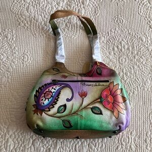 NWT Anuschka Triple Compartment Medium Satchel in the Jaipur Paisley design